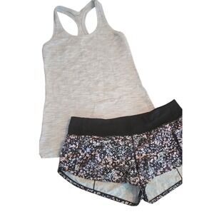 Lululemon Outfit Tank Top Racerback (no tag) &‎ Floral Running Shorts (8)